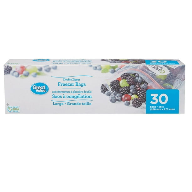 Great Value Large Freezer Bags, Double Zipper, 30 Bags - Walmart.ca