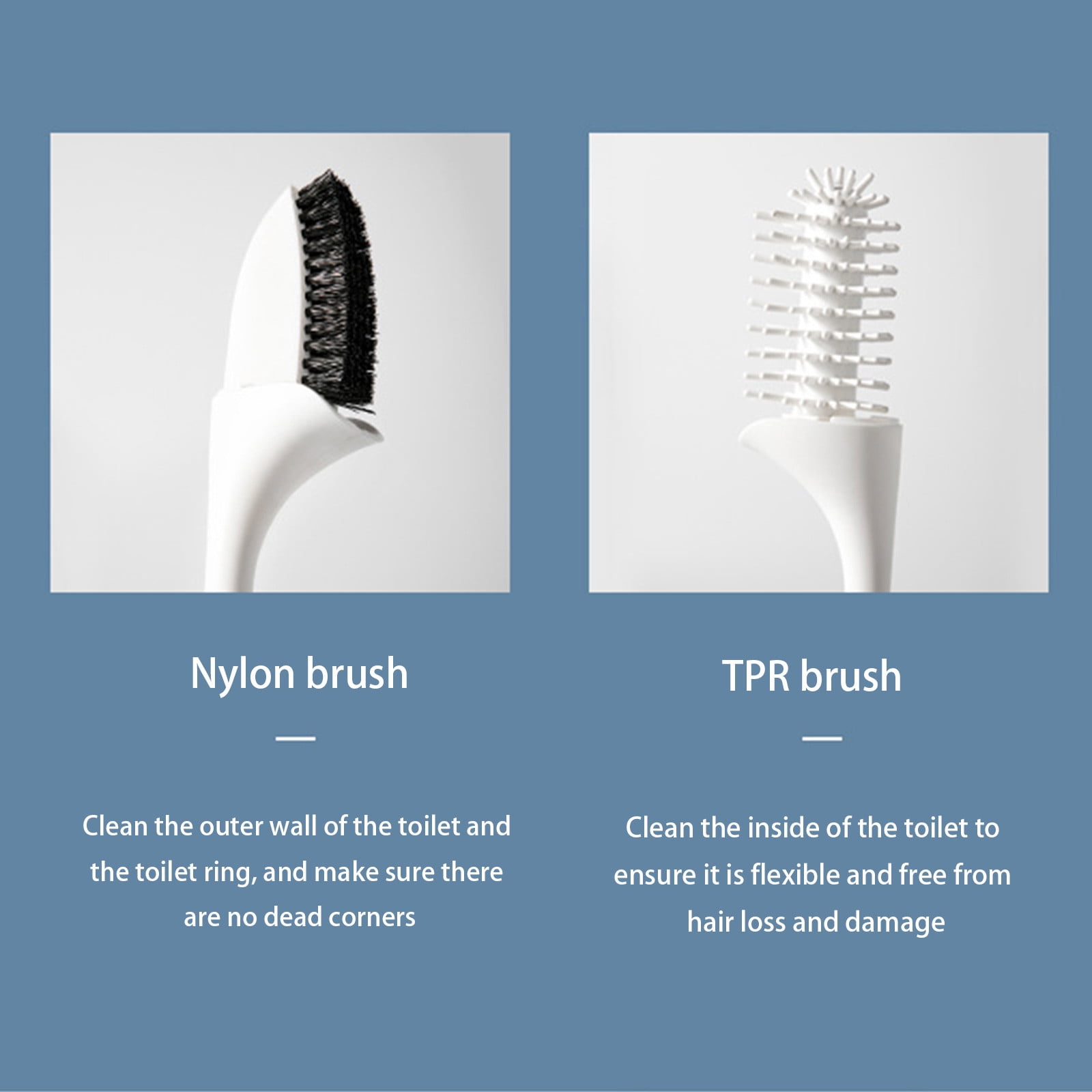 Nilvkv Toilet Brushand and Holder Set 2-In-1 Symmetrical Toilet Brush for Bathroom Toilet, 16.3Inch