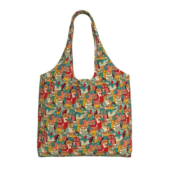 Vsdgher Funny Owl Bird Print canvas Tote Bag, Lightweight Cloth Bags, Suitable for shopping, groceries, travel