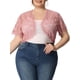 thumbnail image 1 of Agnes Orinda Talla Grande Elegante Corta Manga Sheer Floral Encaje Bolero Shrug Top 3X Rosa, 1 of 7