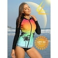 thumbnail image 3 of Charmo Womens UPF 50+ Full Zip Front Swimsuit Tops Long Sleeve Rash Guard, 3 of 4
