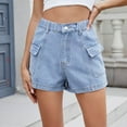 thumbnail image 2 of WAYUTE Women's Shorts Cargo Denim Shorts Summer Casual Vintage Loose Button Zipper Shorts, 2 of 8