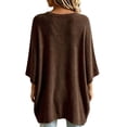 thumbnail image 4 of JIAYUE Women Crew Neck Knit Sweater Solid Color Batwing Short Sleeve Oversized Tunic Top for Comfortable Wear, 4 of 9
