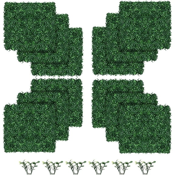 4-Layer Grass Wall Panels, 10"x 10"(10pcs) Artificial Green Wall Panel Backdrop Greenery Wall with 100 Zip Ties