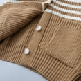 thumbnail image 7 of Striped Cardigan Sweater Kids Girls Casual Button Down Cardigans with Pockets Boys Fall V Neck Knit Sweaters Coffee, 11 Y, 7 of 7
