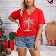 thumbnail image 2 of Tiweut Womens V Neck Christmas Shirt Merry Holiday Graphic Tees Family Holiday Xmas T-Shirts Gift Tops,Red, 2 of 4