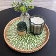thumbnail image 2 of Round Rattan Tray with Mother of Pearl Inlay, Rattan Serving Tray with Wooden Base, Decorative Wicker Basket for Table Decor, Storage and Display of Coffee Bread Food Fruit, 2 of 4