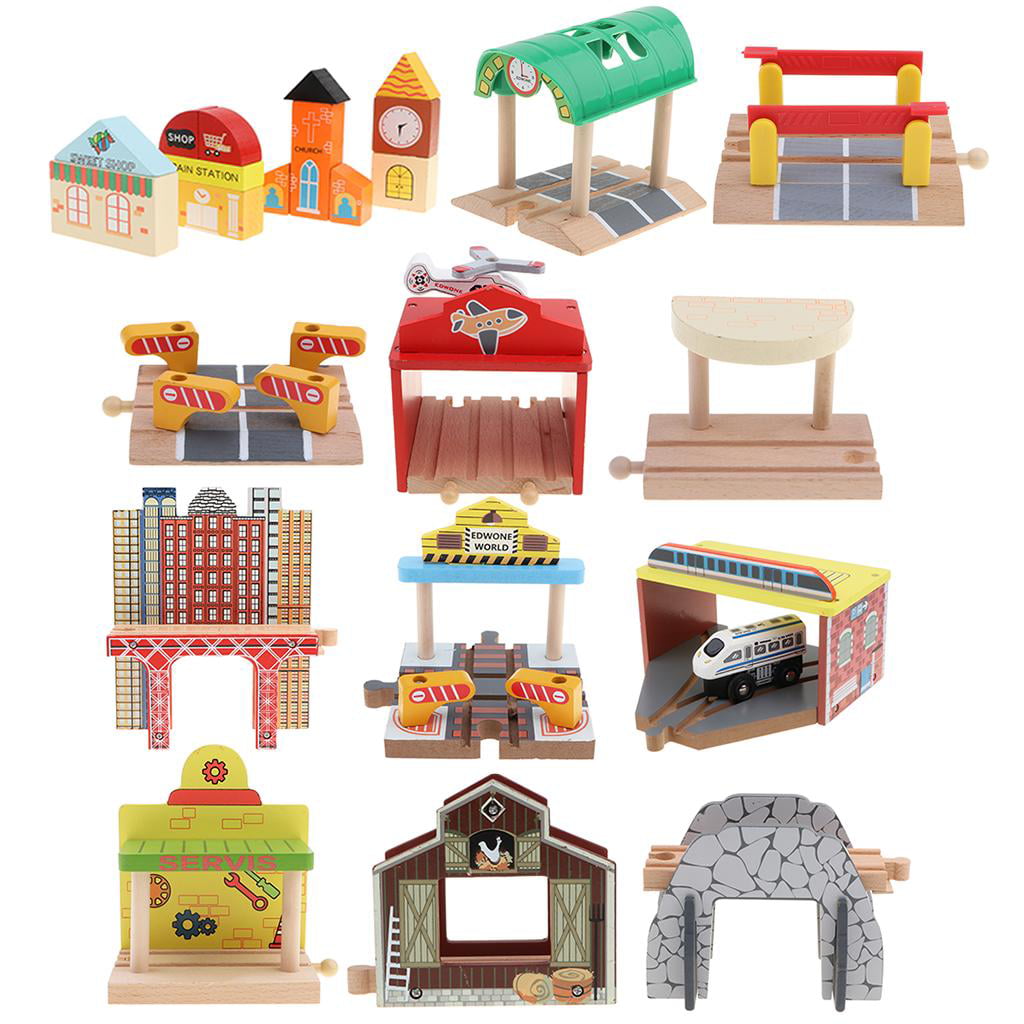 Wooden Train Track Building Accessories Kids Assembly Railway Toy 