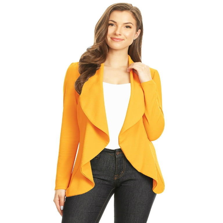 Women s Solid and Print Casual Long Sleeves Stretch Open Front