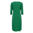 thumbnail image 4 of DHFJKG Wedding Guest Dresses For Women Casual Summer Dress 3/4 Sleeve Crew Neck Solid Color Flowy Swing A-Line Midi Dress Daily Wear Soft Dresses, 4 of 5