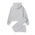 thumbnail image 3 of TIREOW Girls Ribbed Knit Outfits Long Sleeve Hooded Sweatshirt Top and Matching Flare Pants Casual Loungewear 2 Piece Set, 3 of 7