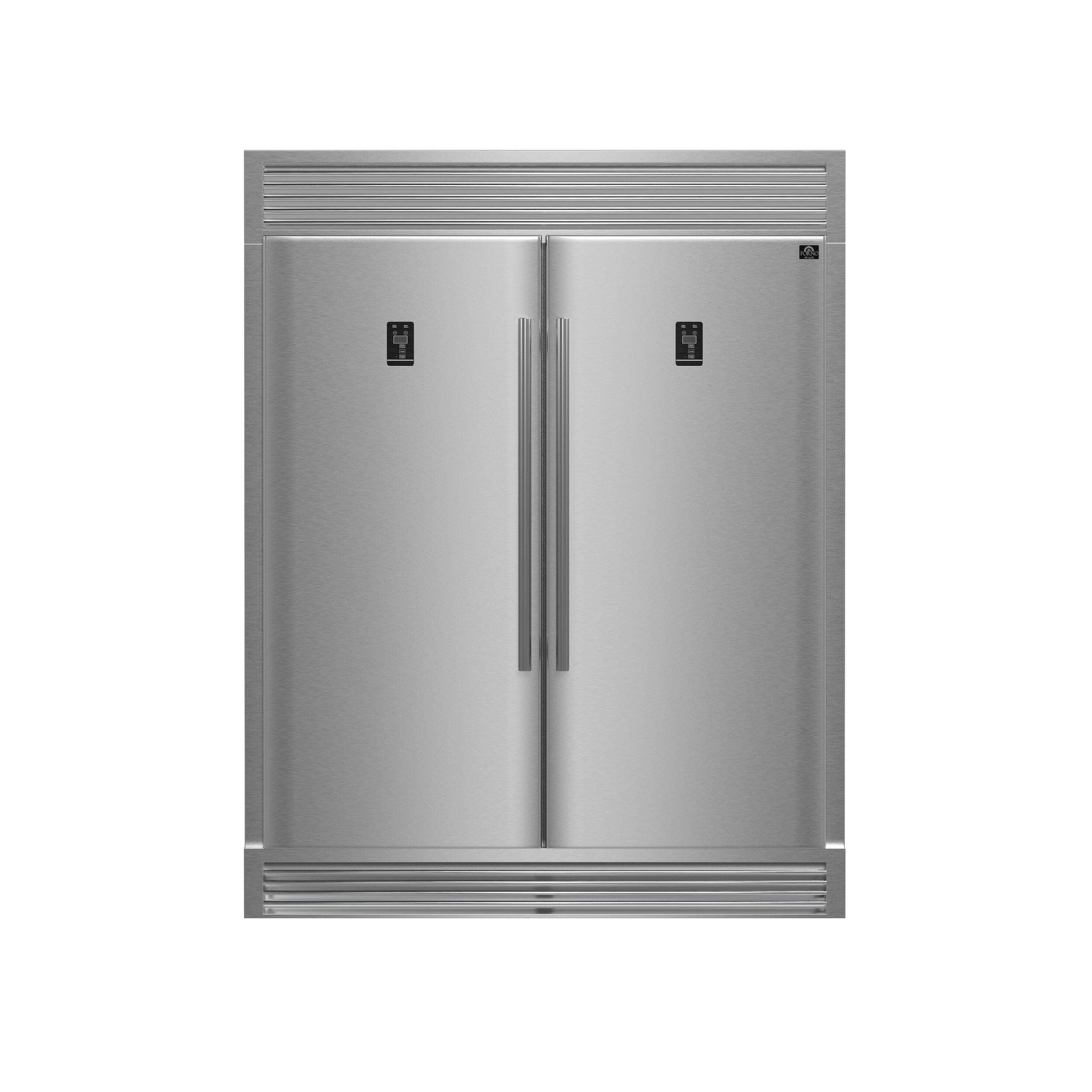 FORNO Premium 2-Piece Kitchen Bundle - Capriasca 48" Stainless Steel Range, Rizzuto 60" W. Dual Combo Convertible Refrigerator
