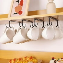 Mug Hooks Under Cabinet,3 Pieces Under Cabinet Mug Holder,Under Shelf Mug Organizer Rack with 12 Hooks,Display Hanging Storage Hook for Mugs/Coffee Cups/Kitchen Utensils, Black