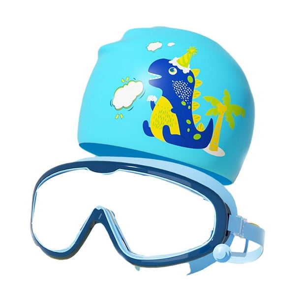 Gorro de natación para niños, gorro de baño, gafas de natación para niños, para nadar, bucear, niños Azul oscuro