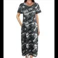 thumbnail image 3 of Vestido Camisero Informal de Verano para Mujer, Holgado, de Corta, Estilo Camuflaje, con Bolsillo Gris S, 3 of 8