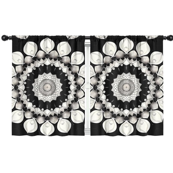 Blackout Kids Curtains,Black White Tie Dye Mandala Pattern Childrens Insulated Curtains Set Of 2,Bedroom Essentials,Toddler Room Decor 42"x54"