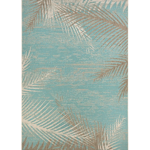 Couristan 2.25' x 11.75' Green and Brown Tropical Palms Rectangular Outdoor Area Throw Rug Runner