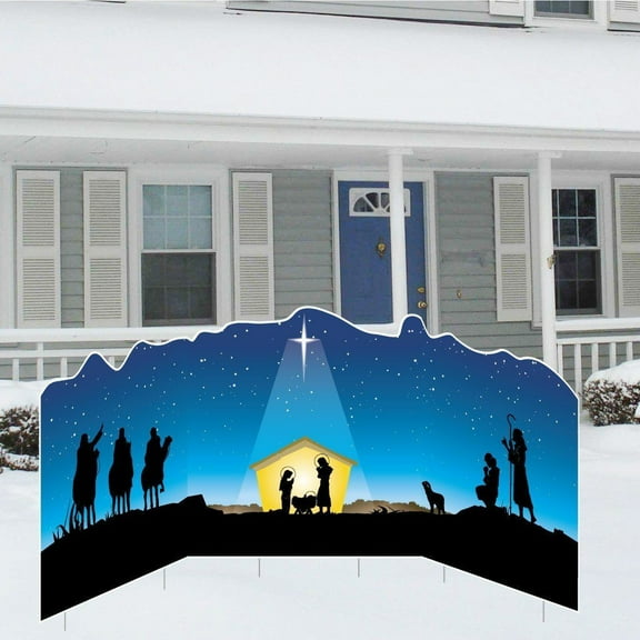 VictoryStore Christmas Nativity Lawn Sign Display, 12982, 4'x8' Christmas Outdoor Decoration, Includes 6 Ez Stakes