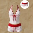 thumbnail image 6 of Y2k Vintage 2 Pieces Bikini Set Coquette Halter Tankini Top with Shorts Whimsy Polka Dot Beach Swimsuit Vacation Outfit White M, 6 of 6