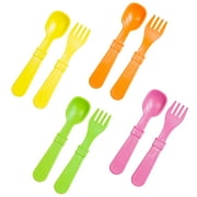 Re-Play Made in the USA 8pk Utensils for Baby, Toddler, and Child Feeding in Orange, Yellow, Lime Green, Bright Pink | Made from Eco Friendly Heavyweight Recycled Milk Jugs | Citrus 