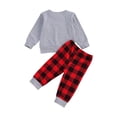 thumbnail image 2 of 2 PCS Children’s Suit, 1-4T Little Boy Girl O-neck Long Sleeve Truck Print Top, Plaid Print Long Trousers, 2 of 6