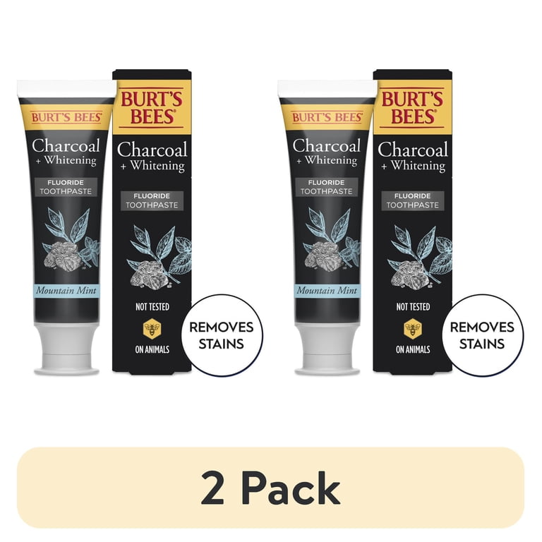 Burt's Bees Charcoal Toothpaste, Mountain Mint, 2-Pack, 4.7 oz Each photo 1
