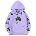 thumbnail image 4 of XUELUO Big Girls Hoodies St. Patrick'S Day Clover All Over Print Hood Sweatshirts Daily Spring & School Loose Tops With Pocket, 4 of 4