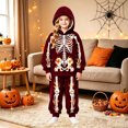 thumbnail image 5 of CAIVO Girls Halloween Outfit Sets Skeleton Printed Hooded Long Sleeve Sweatshirt Pants Two Piece Casual Fall Tween Pullover Tracksuit Kid Party Matching Clothing Set, 5 of 5