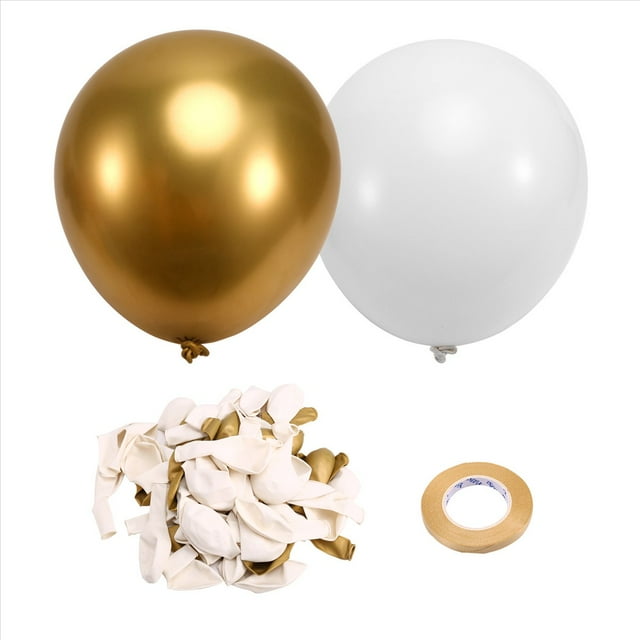 Globos de Látex Blancos y Dorados, 67 Piezas de Globos de Reunión Metálicos Dorados y Blancos de 12 Pulgadas para Cumpleaños, Graduación, Boda