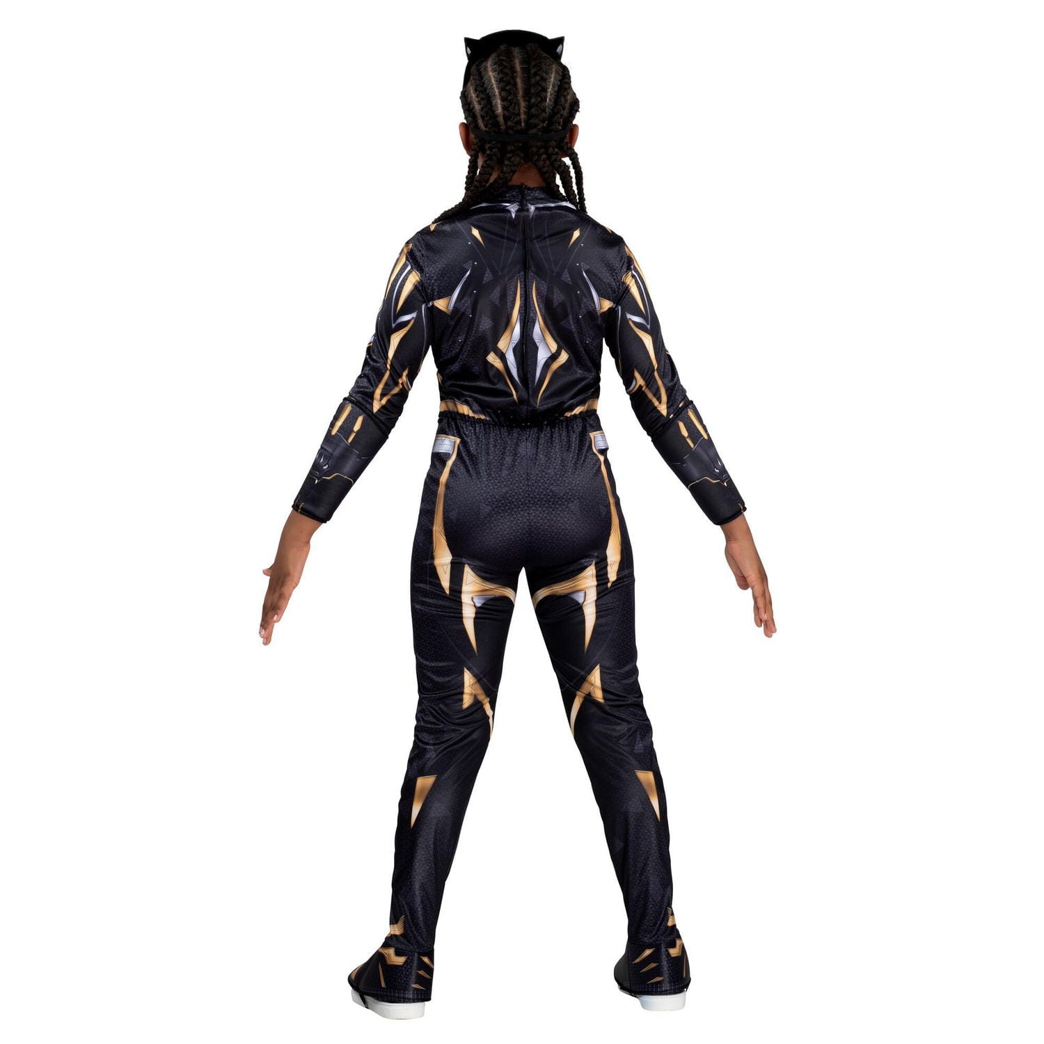 MARVEL Youth Black Panther (Shuri) Costume - Combinaison imprimée avec rembourrage spécial et masque en plastique 3D
