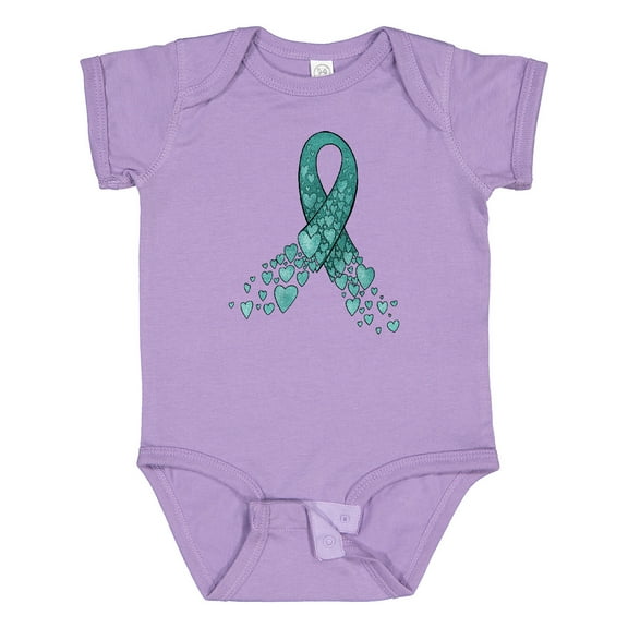 Inktastic Ovarian Cancer Awareness Teal Ribbon Made of Hearts Boys or Girls Baby Bodysuit