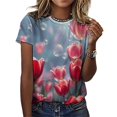 thumbnail image 3 of Tulip Women T-Shirt Classic O Neck T-Shirts Short-Sleeve Trendy Animal Print Design Tshirt Casual Clothing, 3 of 5