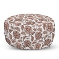 thumbnail image 1 of Floral Pouf Cover with Zipper, Earth Tones Blossom Chrysanthemums Cottage Foliage Ornamental Pattern, Soft Decorative Fabric Unstuffed Case, 30" W X 17.3" L, Warm Taupe Umber Blush, by Ambesonne, 1 of 5