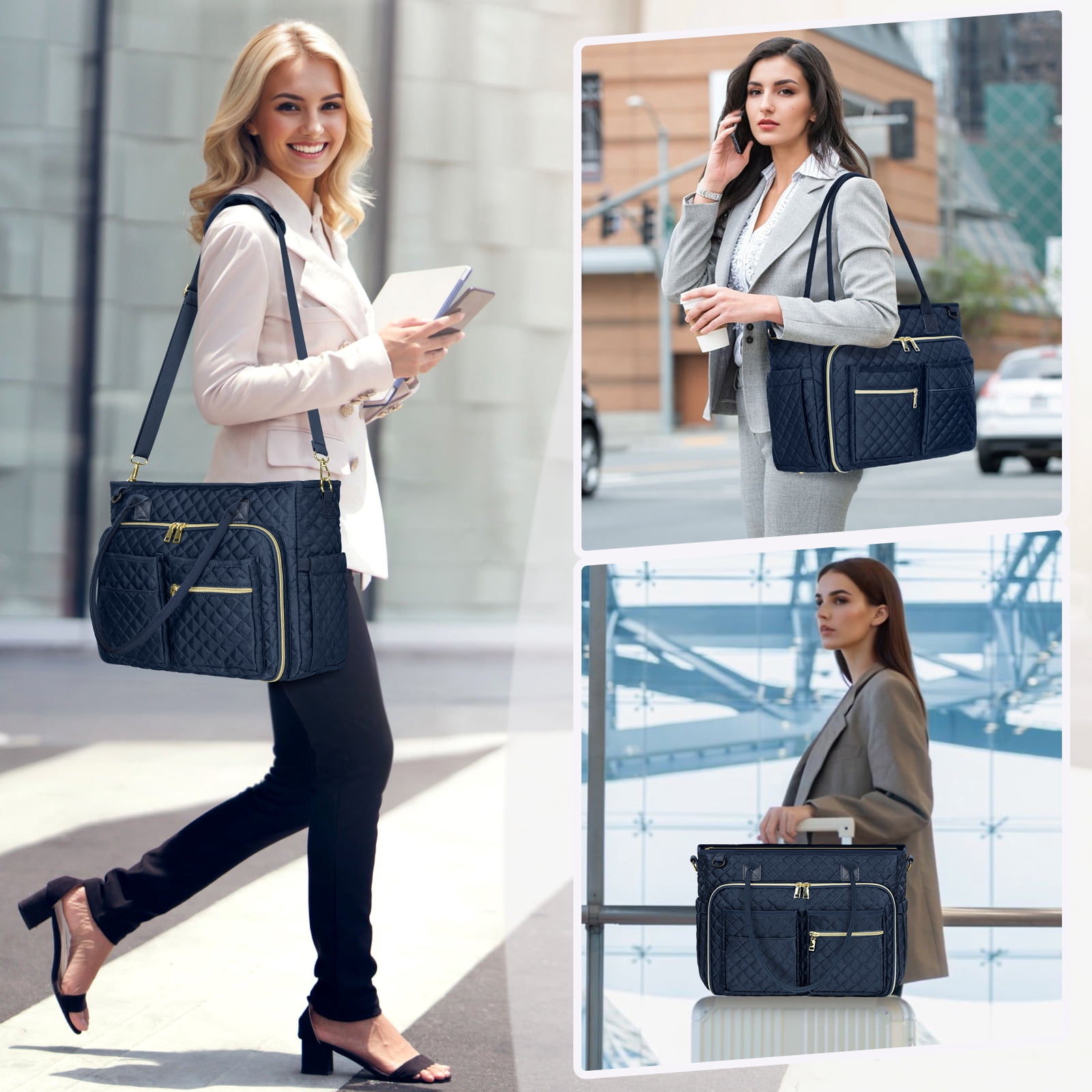 RAINSMORE Teacher Tote Bag 15.6 inch Laptop Bag for Women Work Bags Laptop Tote Nurse Bag Professional Computer Messenger with Insulated Pocket, Laptop Briefcase for Office, College, Nursing