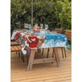 thumbnail image 2 of Outdoor Tablecloth with Umbrella Hole and Zipper, Blue Christmas Rectangle Table Cloth 60x120 Inch Waterproof Tablecloth, Winter Snowman Xmas Santa Snowflake Picnic Table Cover for Patio Camping, 2 of 7