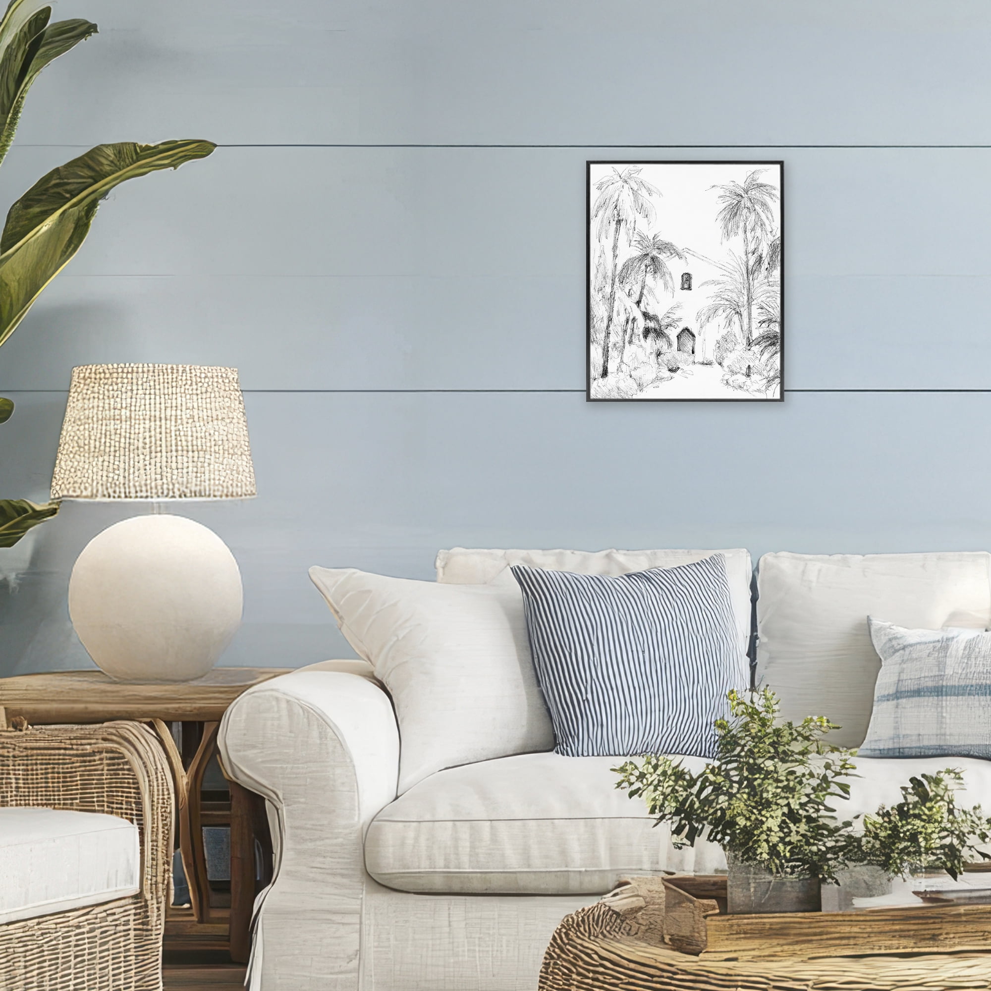 Stupell Industries Island Church Sketch Black Framed Giclee Art, design by Lanie Loreth
