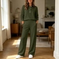 thumbnail image 3 of Floleo Women's Collared Button Front Top and Pants Set with Pockets Elastic Waist Long Sleeve Solid Color Loose Fit for Work Travel Home Daily Wear, 3 of 5