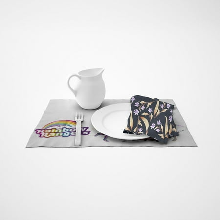 

Rainbow rangers pattern 12×17 inch linen placemat high-quality and durable easy to clean adding a pleasant dining experience