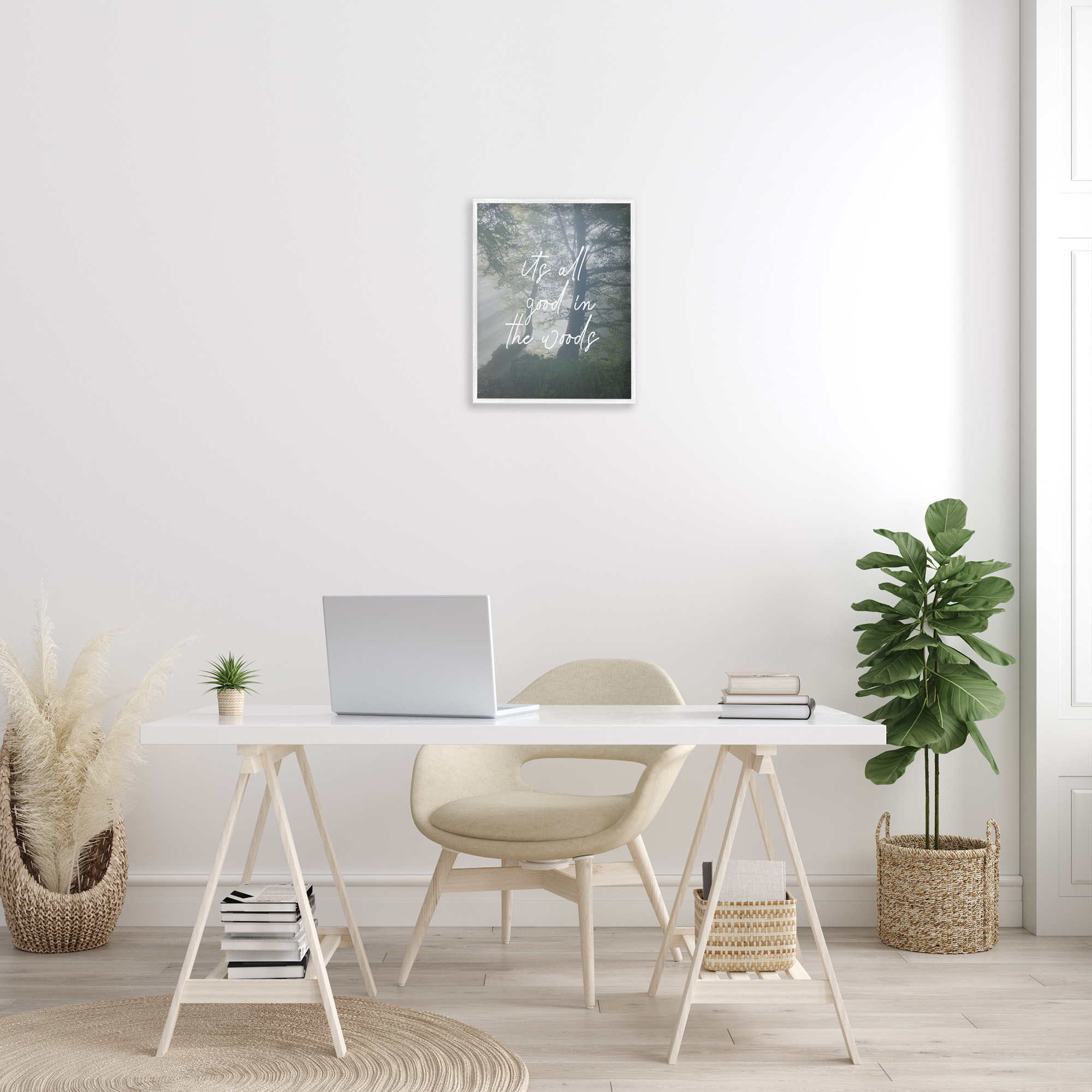 Stupell Industries All Good In Woods Landscape Painting White Framed Art Print Wall Art, 16 x 20