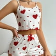 thumbnail image 4 of Ensemble de Pyjama 2 Pcs Sans Manches à Imprimé Cœur et Shorts pour l'Été, 4 of 6