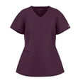 thumbnail image 2 of Stretch Women Nursing Scrubs Set - V Neck Classic Scrubs Medical Uniforms Top Skinny Pants JYC305 WINE M, 2 of 6