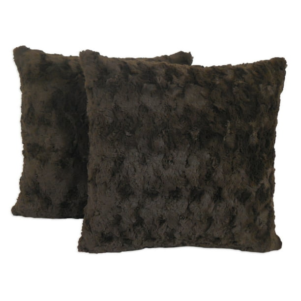 Better Homes and Gardens Georgina 2PK Faux Fur Pillows Brown