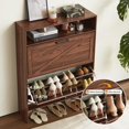 thumbnail image 3 of Shoe Storage Cabinet with 2 Flip Drawers,Farmhouse Narrow Shoe Organizer with Legs,Freestanding Hidden Slim Shoe Rack Cabinet with Open Storage for Entryway,Hallway, Foyer, Rustic Brown, 3 of 9