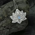 thumbnail image 3 of QQTDFG 925 Silver Lotus Flower Pendant Necklace Women Cubic Zirconia Wedding Jewelry-#3, 3 of 9