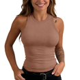 thumbnail image 3 of SGMVNU Womens Ribbed Tank Tops Crewneck Sleeveless Shirts Sleeveless Tops for Women Cotton Ladies Summer Casual Slim Fit Camisole Tops(1-Coffee,M), 3 of 5
