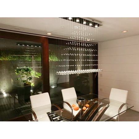 

SEFINN FOUR Raindrop Design 6 Light Rectangular H39 W39 D8 Crystal Chandelier