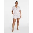 thumbnail image 2 of Joyspun Women’s Sleep Modal Short Sleeve Notch Top and Shorts Pajama Set, Size XS-XL, 2X-3X, 2 of 6