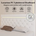 thumbnail image 3 of Queen Size Faux Leather LED Bed Frame with Adjustable Headboard Upholstered Platform Bed with Charging Station Diamond Button Tufted Style, White, 3 of 9