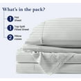 thumbnail image 3 of California King Size 30" Split Top Flex Head 4-PCs Sheet Set Fits 19-24" Deep Pocket, 500-TC Egyptian Cotton (Stripe, Silver Grey), 3 of 6