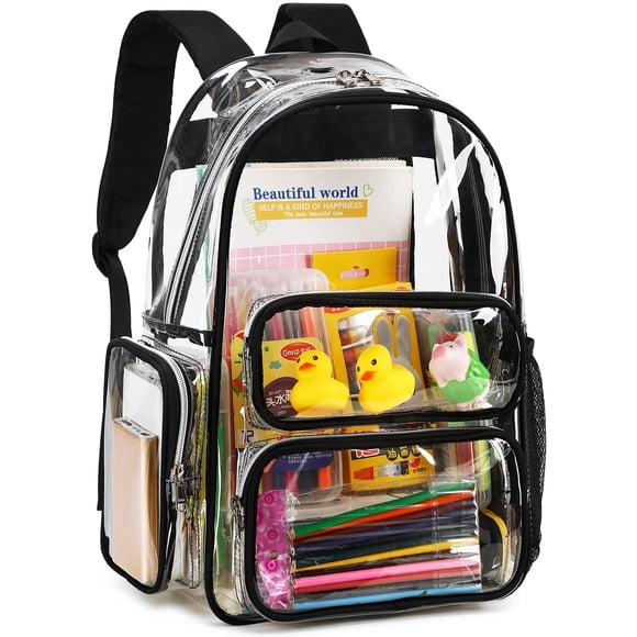 Mochila CAMTOP Clear Heavy Duty Transparente para Escuela Negra